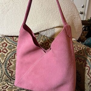 Portland Leather Goods Large Naomi in Pink Suede